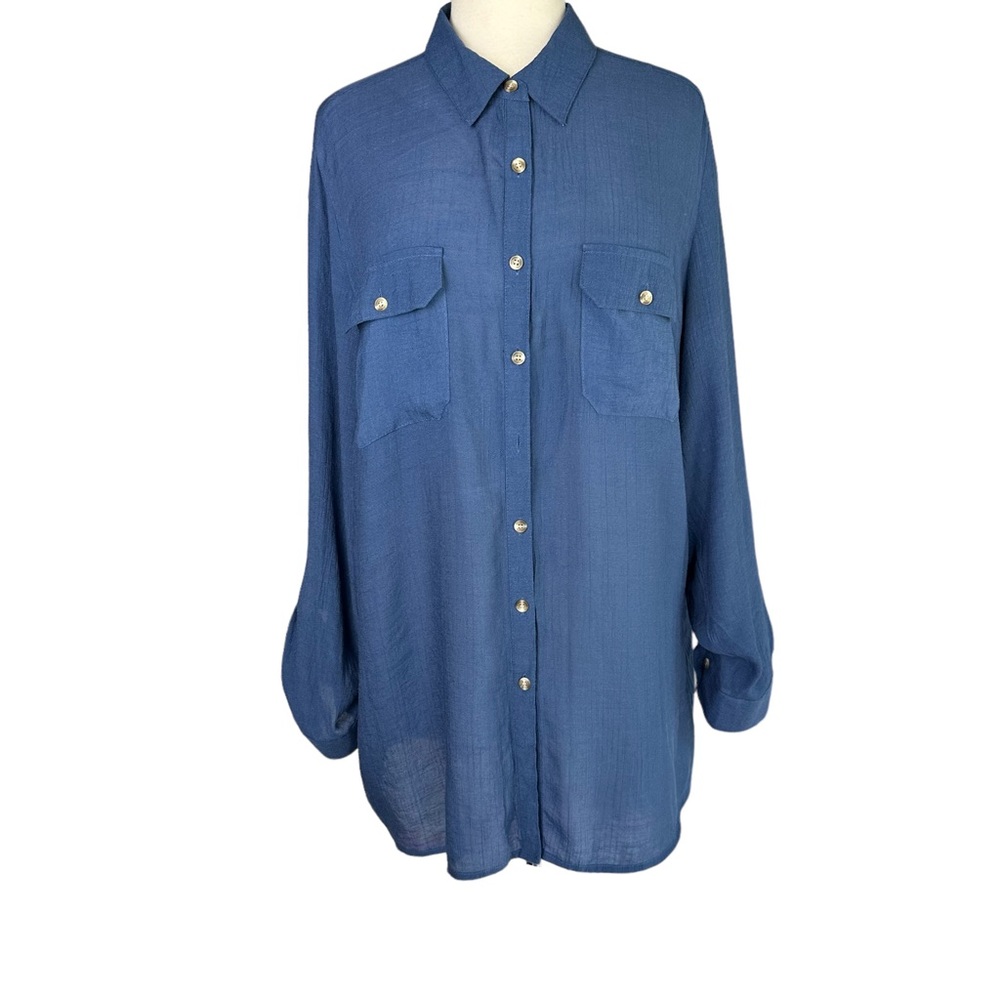 PENNINGTONS Long Sleeves Button Down Blouse Size 1X